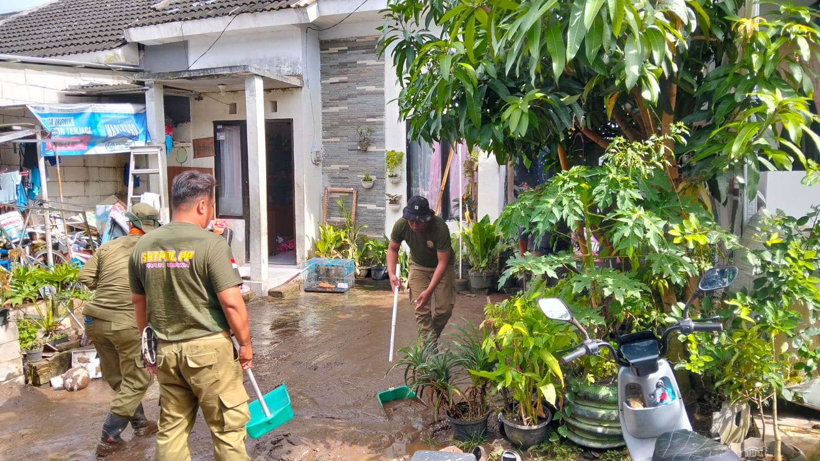 Usai Banjir Terjang Tegal Besar, Satpol PP Jember Turun Tangan Bersihkan Rumah Warga